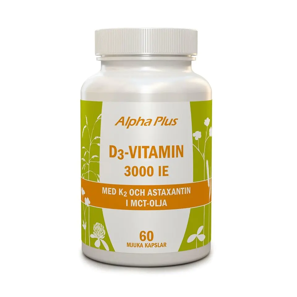 Alpha Plus D3 Vitamin 3000IE with K2 & Astaxanthin 60 Capsules